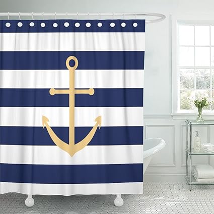 Amazon Com Accrocn Waterproof Shower Curtain Curtains Fabric Navy