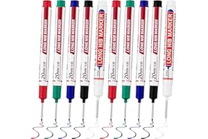 LYXMYGS 10 PCS Long Head Deep Hole Marker Pens,20mm Long Nib Marker, Longs Nose Markers, Waterproof Construction Markers Marking Tool,Permanent Markers Carpenter Ink marker Pens,Metal marking Pens