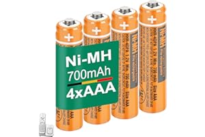 CIEEDE HHR-4DPA NI-MH AAA Rechargeable Battery for Panasonic 1.2V 700mah 4Pack NiMH AAA Batteries for Panasonic Cordless Phones, Electronics, Remote Controls