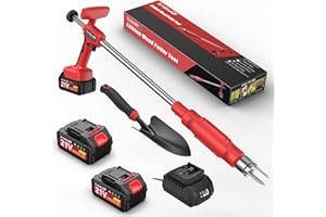 SundpeyPRO Electric Weed Puller Tool - 3 Claw Steel Head Stand Up Long Handle Weed Puller With 2 x 4.0Ah Battery & Charger & Small Shovel Versatile Garden Tools For Dandelion Lawn Flower Beds Yard