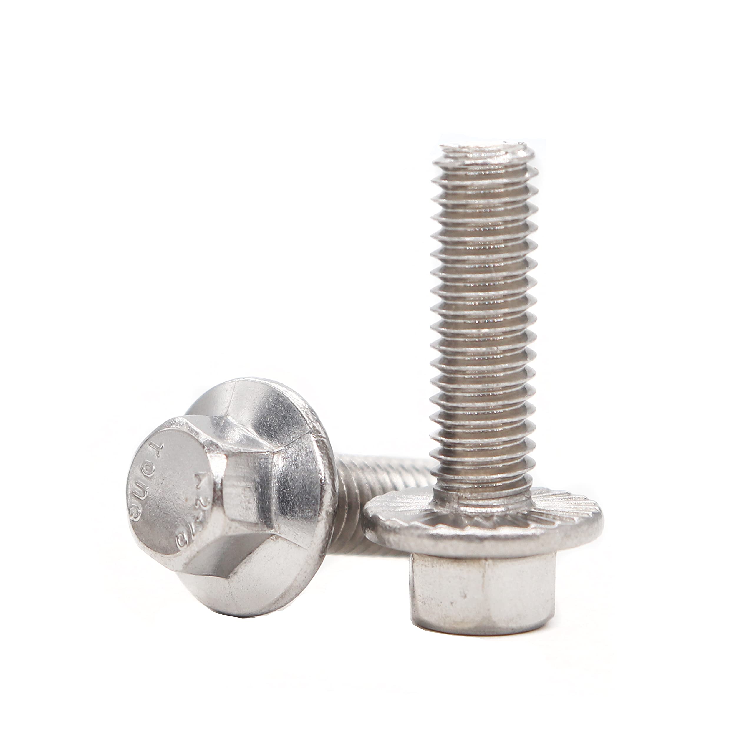 binifiMux 10pcs M10-1.5 x 20mm Serrated Flanged Hex Bolts Flange Hexagon Screws, Stainless Steel 18-8 (304), Plain Finish, DIN 6921