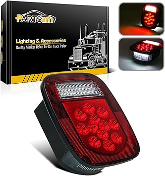 Partsam Combo Led Red Stop Turn Tail Light White Backup License