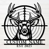 Personalized Deer Metal Sign – Custom Name Buck Hunting Iron Wall Art – Metal Decoration for Cabin, Lodge, or Outdoor Patio