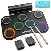 Donner Electric Drum Set Upgrated, 7 Pads Roll Up Quiet Electronic Drum Pad Built-in Speaker, 40 Lessons Included, Kids Holid