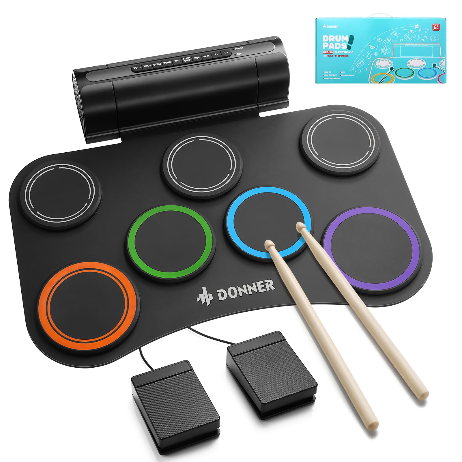 Photo 1 of Donner Electric Drum Set Upgrated, 7 Pads Electronic Drum Pad Roll Up Quiet Drum Pad Built-in Speaker, 40 Lessons Included, Kids Holiday Christmas & Birthday Gift Instrument Toys(DED-20R) New