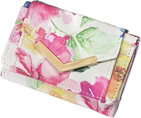Amazon Co Jp Giselle ミニ財布 レディース 財布 三つ折り ミニウォレット コンパクト 小さい 薄型 小銭入れ カード入れ 3つ折り 花柄 無地 花柄ピンク ジュエリー