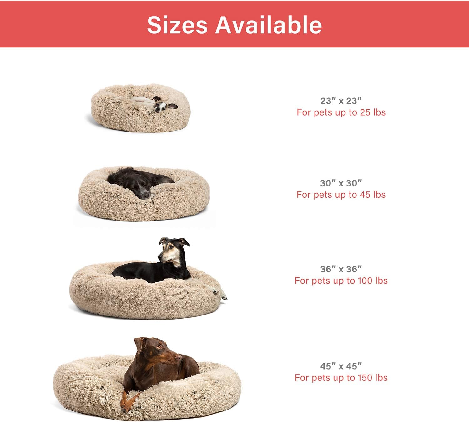 Best Friends by Sheri Calming Shag Vegan Fur Donut Cuddler (23x23 Small - Taupe), Cat and Dog Bed, Self Warming and Cozy for Improved Sleep, Machine Washable for Pets Up to 25 lbs. : Pet Supplies