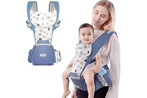 Baby Carrier Hip Seat Waist Stool For Newborn to Toddler with Adjustable Strap, Storage Pocket and Drool Bibs, Comfort Mesh f