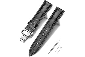 EACHE Croco Design Leather Watch Bands for Men Women,Quick Release Strap with Butterfly Deployment Buckle 18mm 19mm 20mm 21mm 22mm 24mm