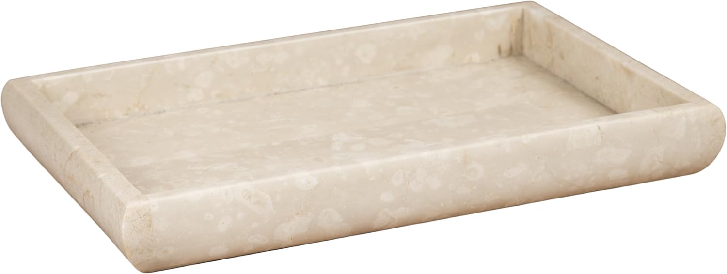 Creative Home Deluxe Genuine Marble Stone 12" L x 8" W Vanity Tray