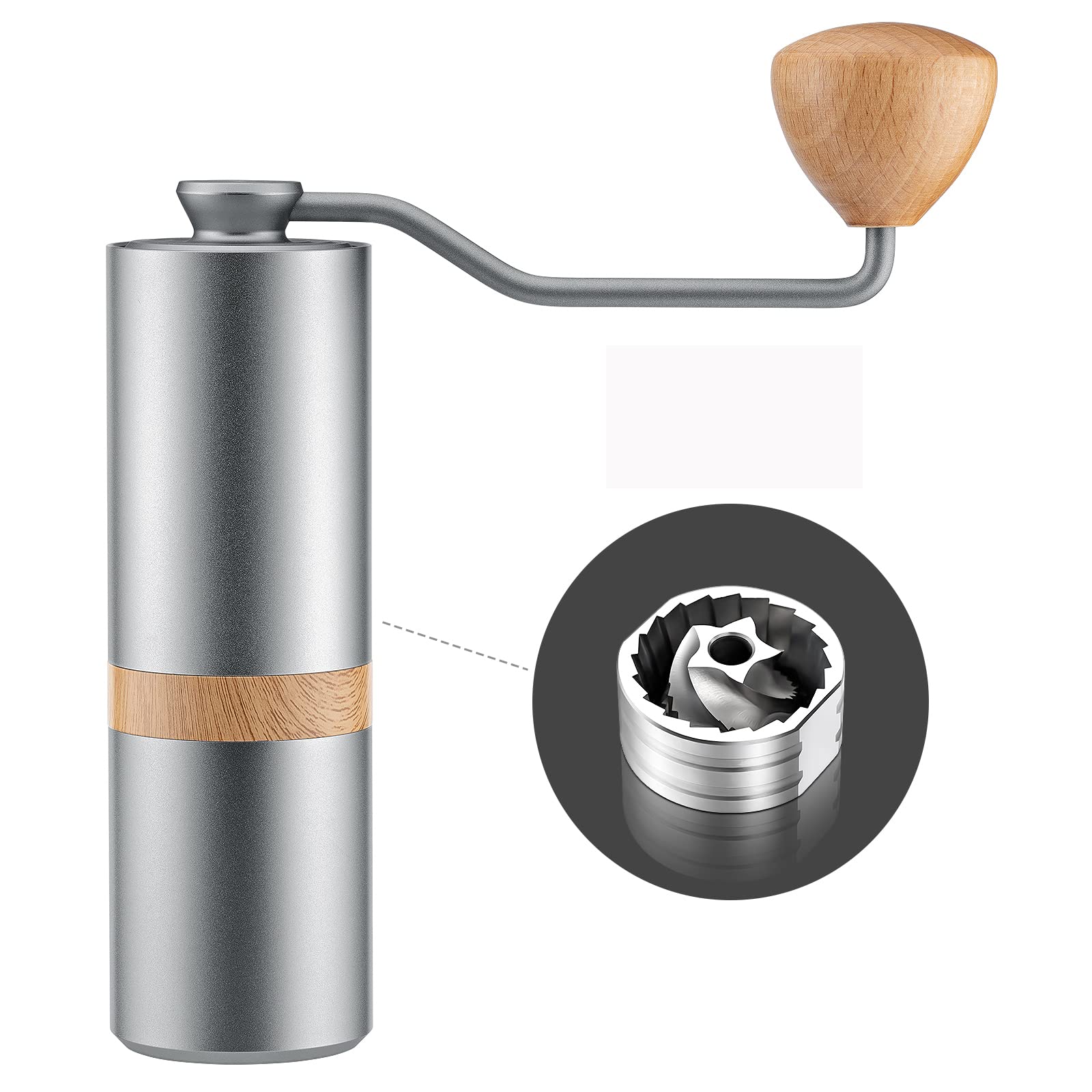 RECAFIMIL Manual Coffee Grinder Capacity of 30g Stainless Steel Conical Burr Protable Adjustable Espresso Grinder Hand Coffee Grinder