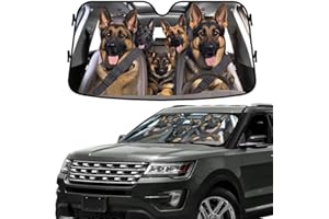 GENANY German Shepherd Dog Family Funny Windshield Sun Shade for Car SUV Truck (55x30 Inches), Car Sun Shade Windshield, Car Shades for Front Windows, Sunshade for Car Windshield