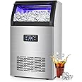 150 lbs/24h Commercial Ice Maker with 50 lbs Storage Bin | Stainless Steel Undercounter/Freestanding Ice Machine for Home Bar & Outdoor Use | 55 PCS Ice Cubes | Self-Cleaning Functionality