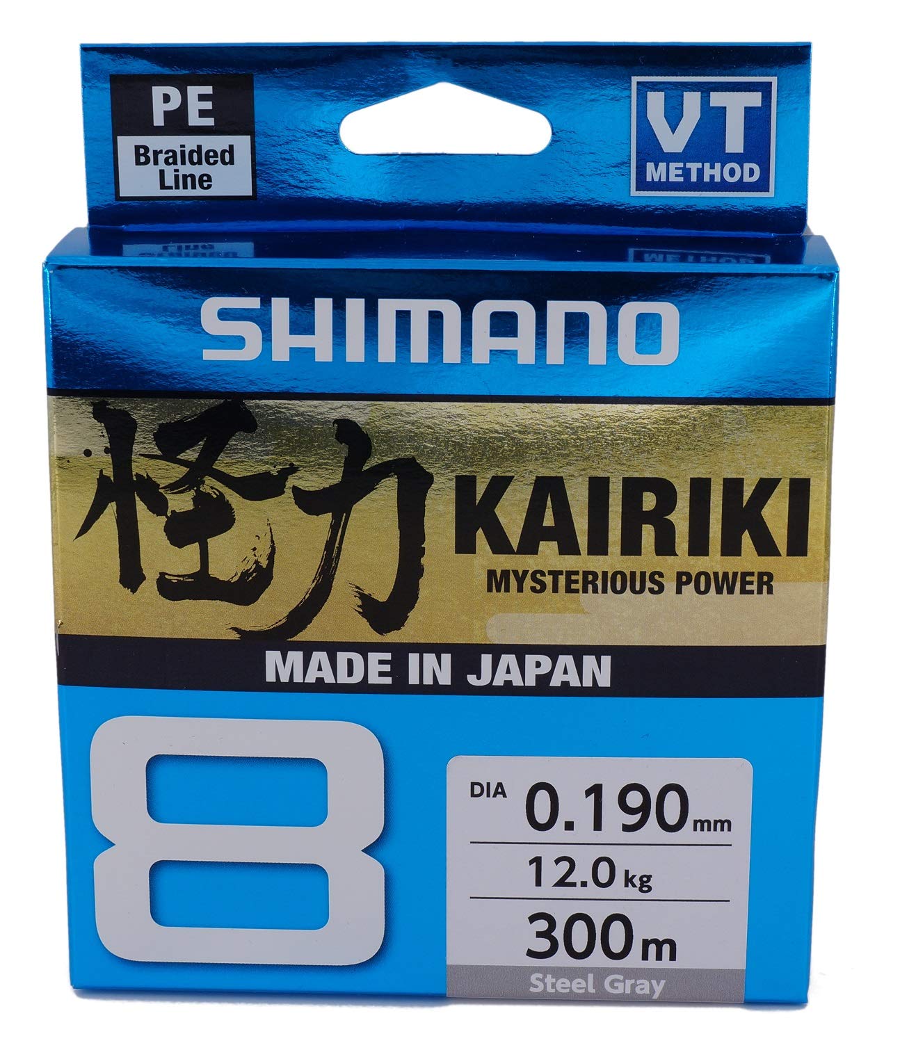 Shimano Kairiki 8, 300 metres, 0.16mm, 10.3/22.71lbs, bright-grey, 8 times braided fishing line, 59WPLA68R13