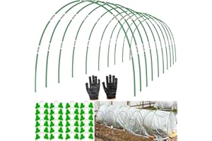 XSXYLERSEN Garden Hoops for Raised Beds,10 Sets of 8ft Greenhouse Hoops for Garden Netting,Greenhouse Hoops Grow Tunnel,Flexible Fiberglass Plant Support Hoops for Outdoor,with Gloves and Clips (60pcs)
