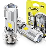 AUXITO H6M P15D LED Motorcycle Light Bulbs Hi/Lo Beam T19 H6 6500K Cool White 5000LM for ATVS UTVS, Plug and Play, Pack of 2
