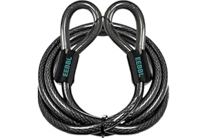 EEBBL Heavy Duty Security Cable, Commercial Security Cable with Loops, Locking Cable for Trailers,Patio Outdoor Equipment,Pad-Locks,U-Locks, Key Lock,or Disc-Locks to Secure High-Value Equipment Safe(4 FT)