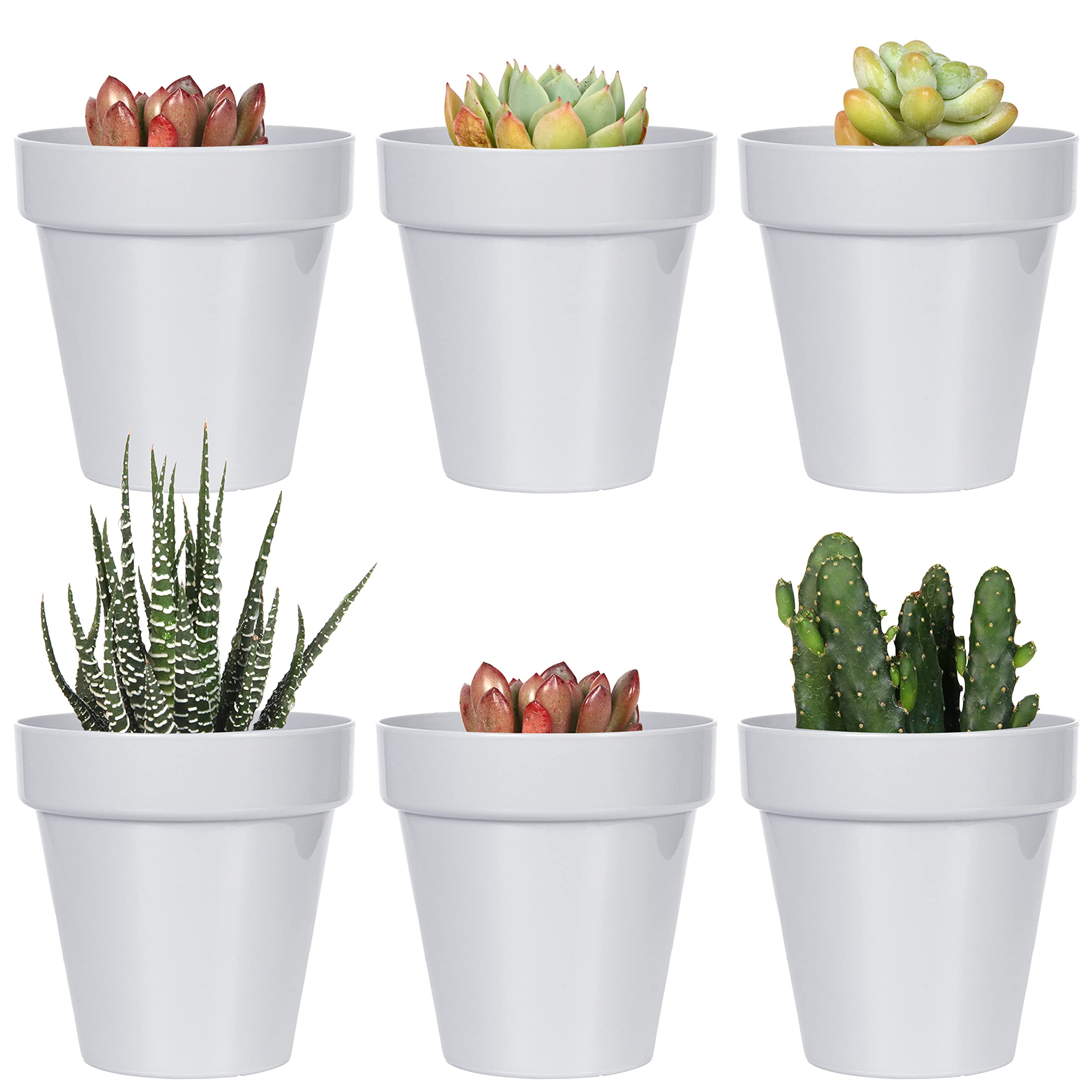 Youngever 10 Pack 8CM Mini Plastic Planters Indoor Flower Plant Pots, Grey Gardening Pot with Drainage for All House Plants, Flowers, Herbs, Succulents, NO Plant Included (Classic)