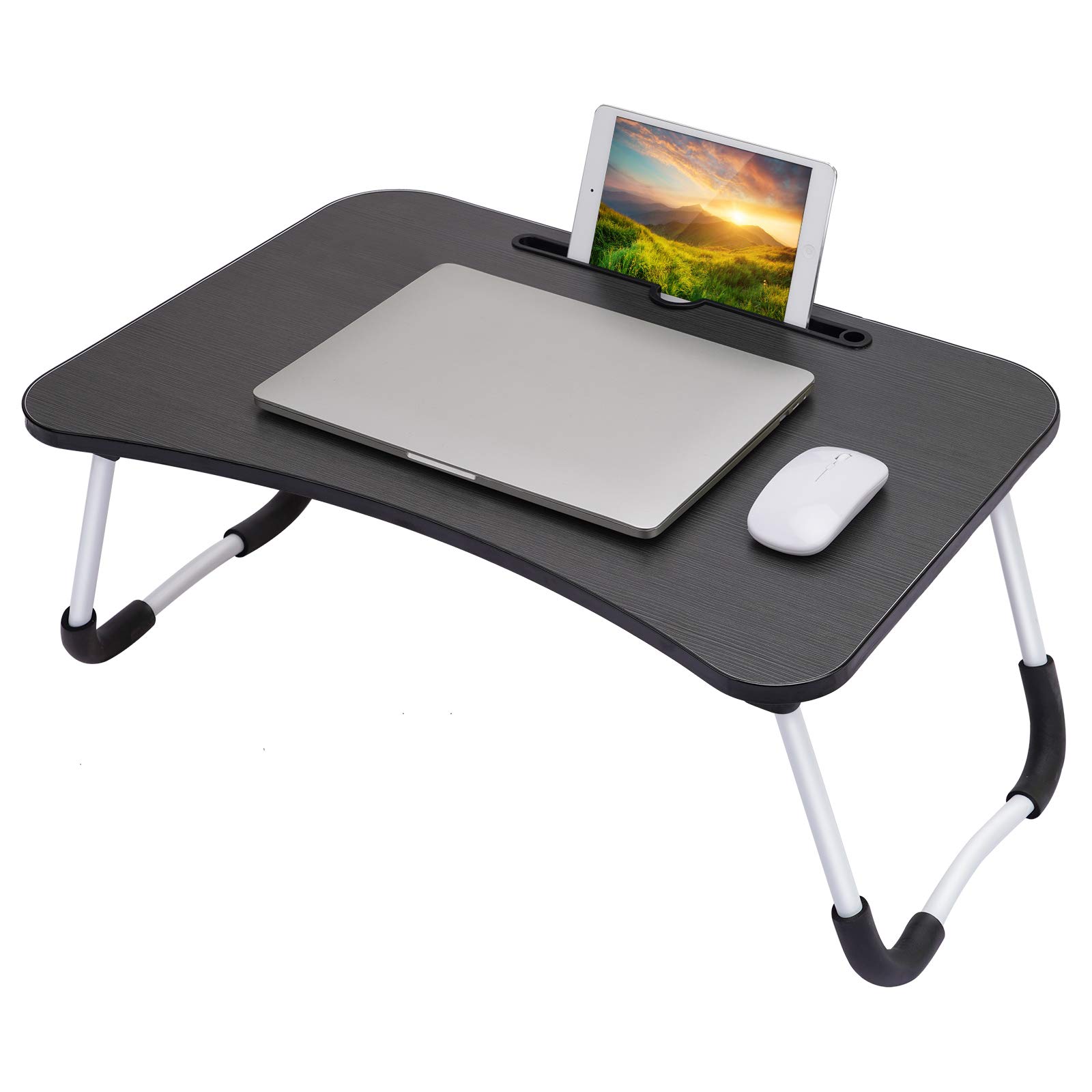 Upgraded Laptop Desk, Portable Laptop Bed Tray Table, Foldable Laptop Stand, Notebook Stand, Serving Tray Dining Table with Tablet Slot for Eating Breakfast, Reading, Watching Movie on Bed Couch Sofa