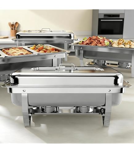 3-Pack Deluxe 6 Qt Gold Stainless Steel Oval Chafer Chafing Dish Set - Full Size