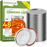 OAKDOLCHE 48 Pcs Regular Mouth Mason Canning Jar Lids(70mm) | Premium Mason Jar Lids for Ball, Kerr Jars, Food Grade Material, 100% Fit &amp; Airtight for Regular Mouth Mason Jars