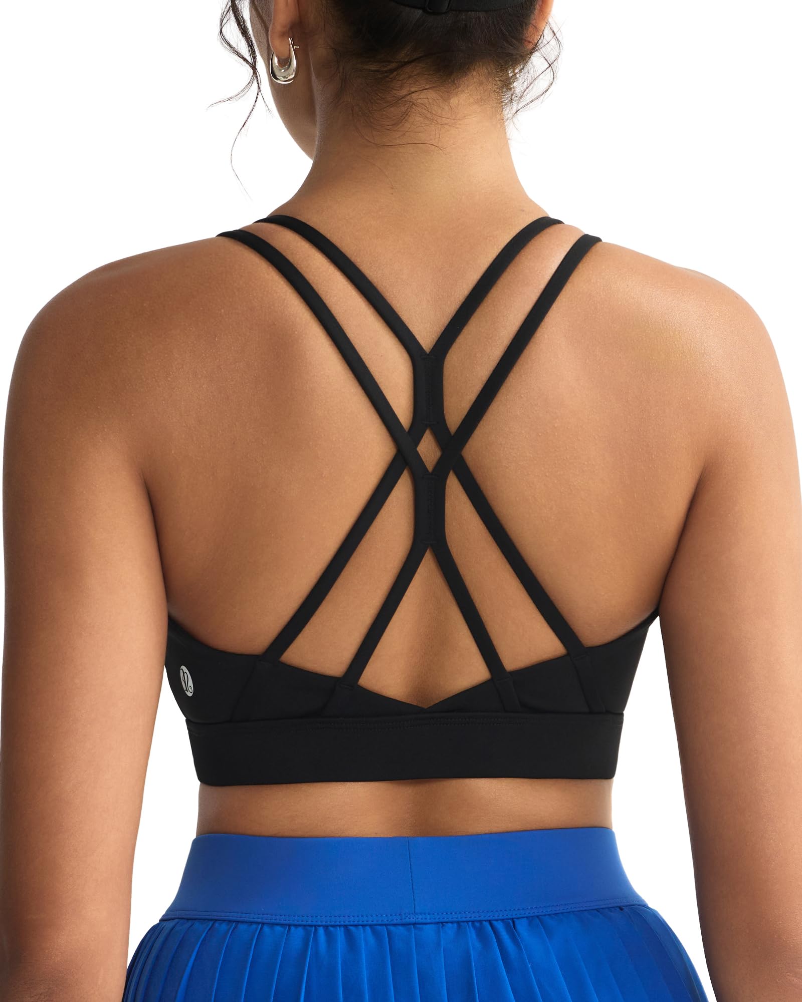 Photo 1 of RUNNING GIRL Strappy Sports Bra for Women Sexy Crisscross Back Light Support Yoga Bra with Removable Cups(WX2310A Black XL)