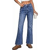 Astylish Women's Trendy Wide Leg Jeans High Waisted Stretchy Ankle Bootcut Jeans Straight Denim Pants with Slanted Pockets