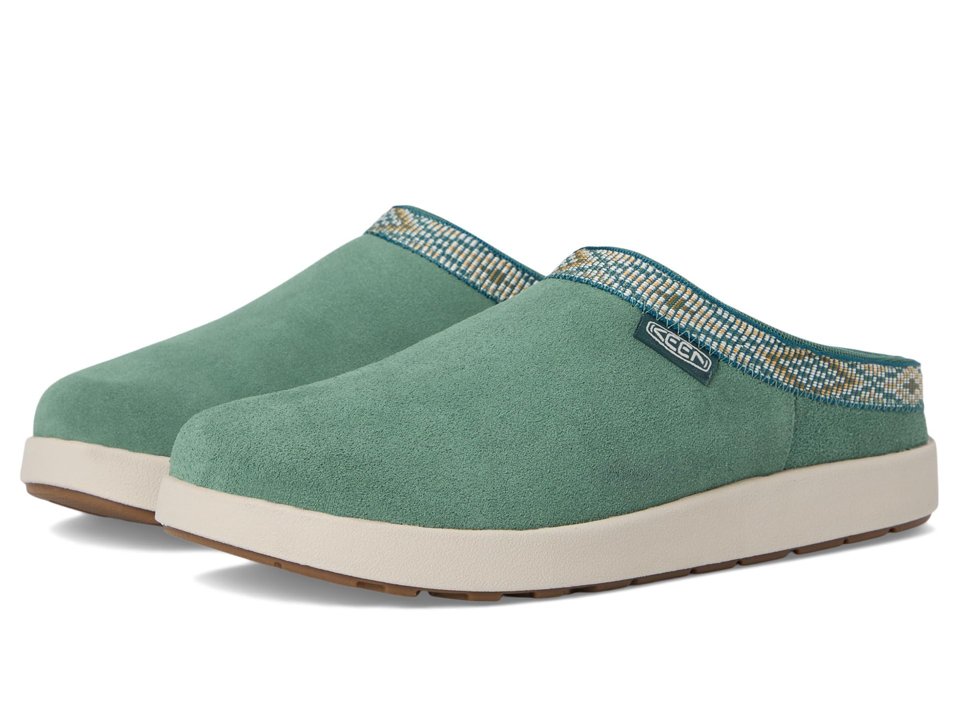 KEEN Women’s Elle Suede Comfortable Durable Indoor Outdoor Mule Slippers, Dark Forest/Birch, 8.5