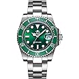 ADDIESDIVE Quartz Dive Watch for Men Diver 200 M Steel Strap Luminous Multicolors Dial Black Blue Green