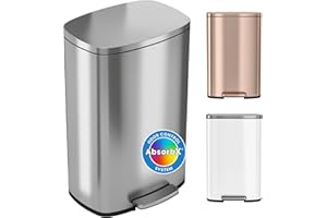 iTouchless SoftStep 13.2 Gallon Stainless Steel Step Trash Can with Silent and Gentle Lid Close, 50 Liter Pedal Garbage Bin for Kitchen, Home, Office