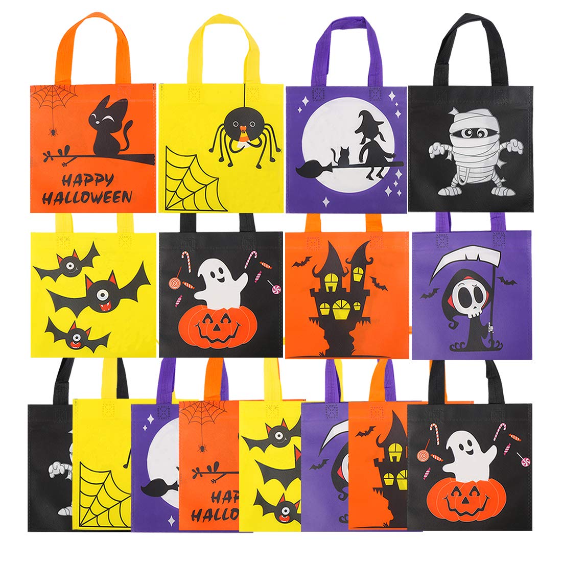 Buy VEYLIN Halloween NonWoven Treat Bags, 16 Pack Holiday Party Gift Bag Trick or Treat Candy