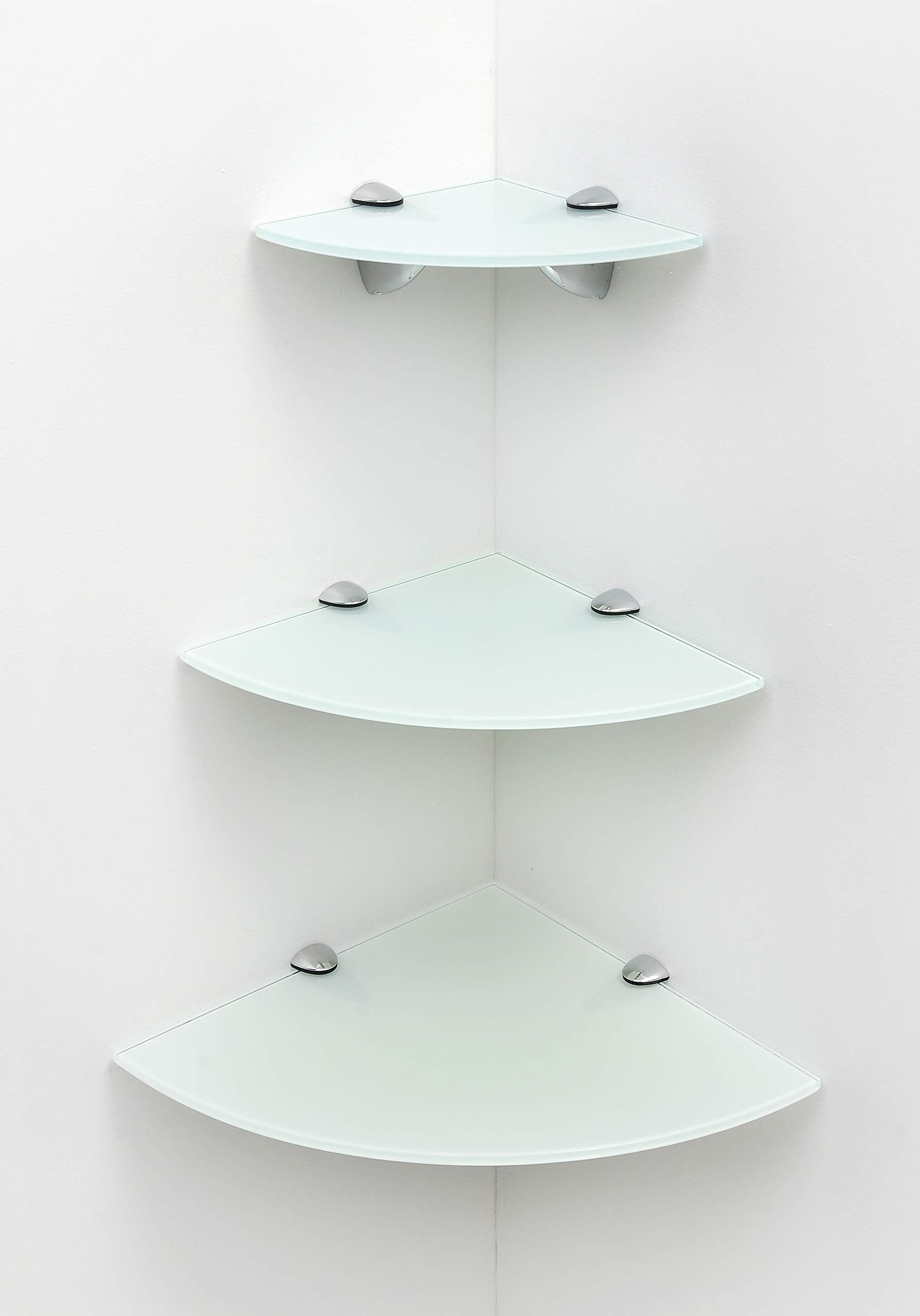Cascading Glass Corner Shelves In White Or Black (White)