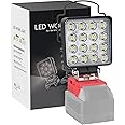 LIVOWALNY Portable LED Work Light for Milwaukee 18V Battery, 60W 6000LM Cordless Flashlight with Low Voltage Protection and USB & Type C Charger Port, Handheld Flood Light for Construction, Emergency