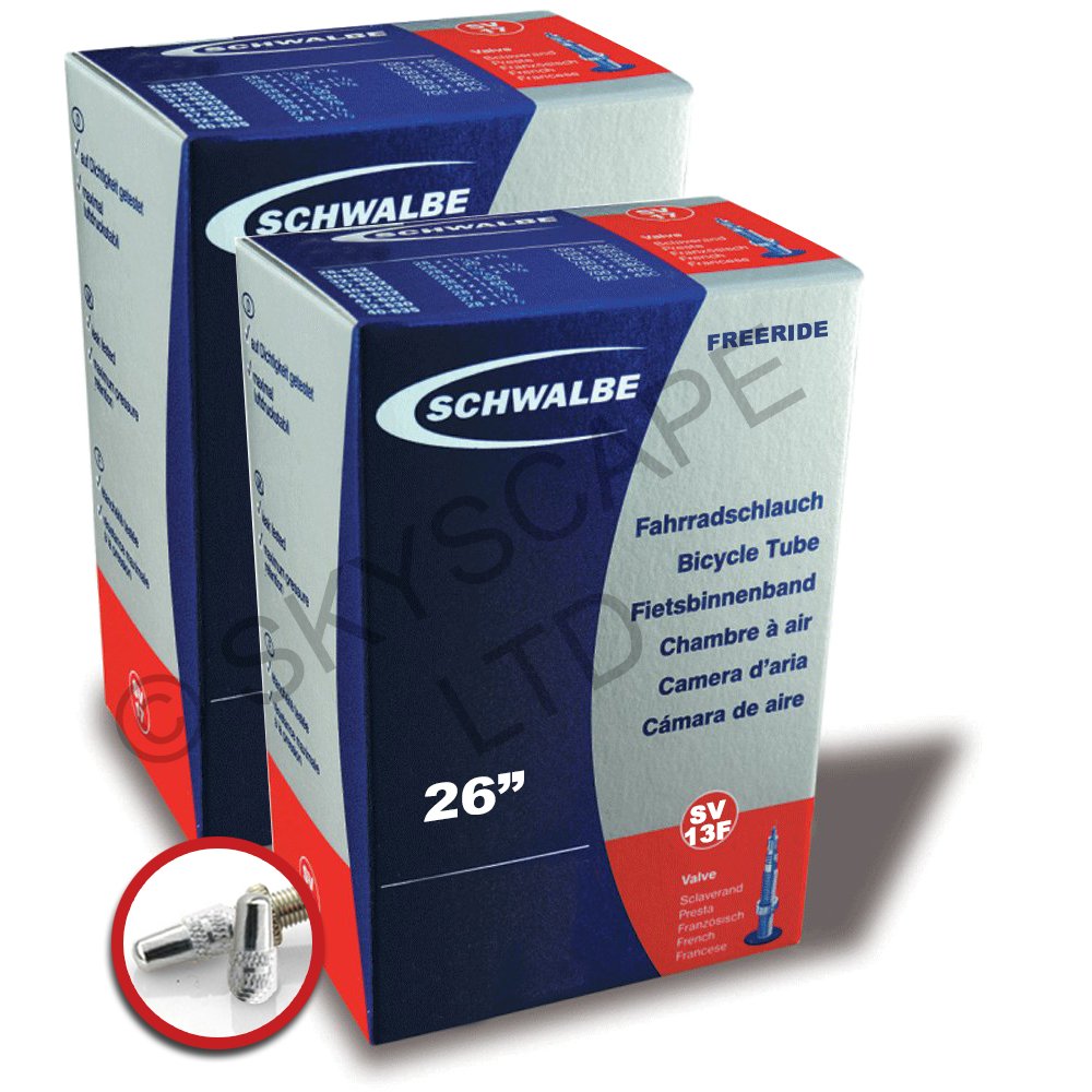 Schwalbe 2 x Inner Tubes - 26" x 2.1-3.0 FREERIDE (54/75-559) - Presta Valve - PAIR VALVE CAP UPGRADE WORTH £3.99! [No. SV13F ]