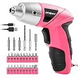 Hi-Spec Electric Screwdriver 27pc 3.6V Pink USB
