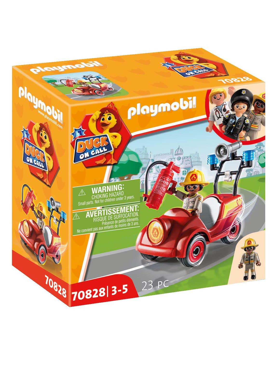Playmobil DUCK ON CALL 70828 Fire Rescue Mini-Car, Fire Engine Toy for Children Ages 3+