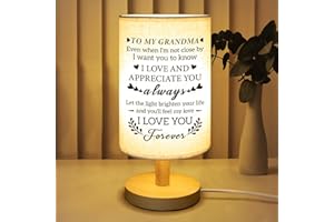 Calibron Christmas Gifts for Grandma from Grandkids, Grandma Christmas Gifts Fabric Lamp, Birthday Gifts for Grandma Table Lamp with Wooden Stand Unique Grandma Gifts