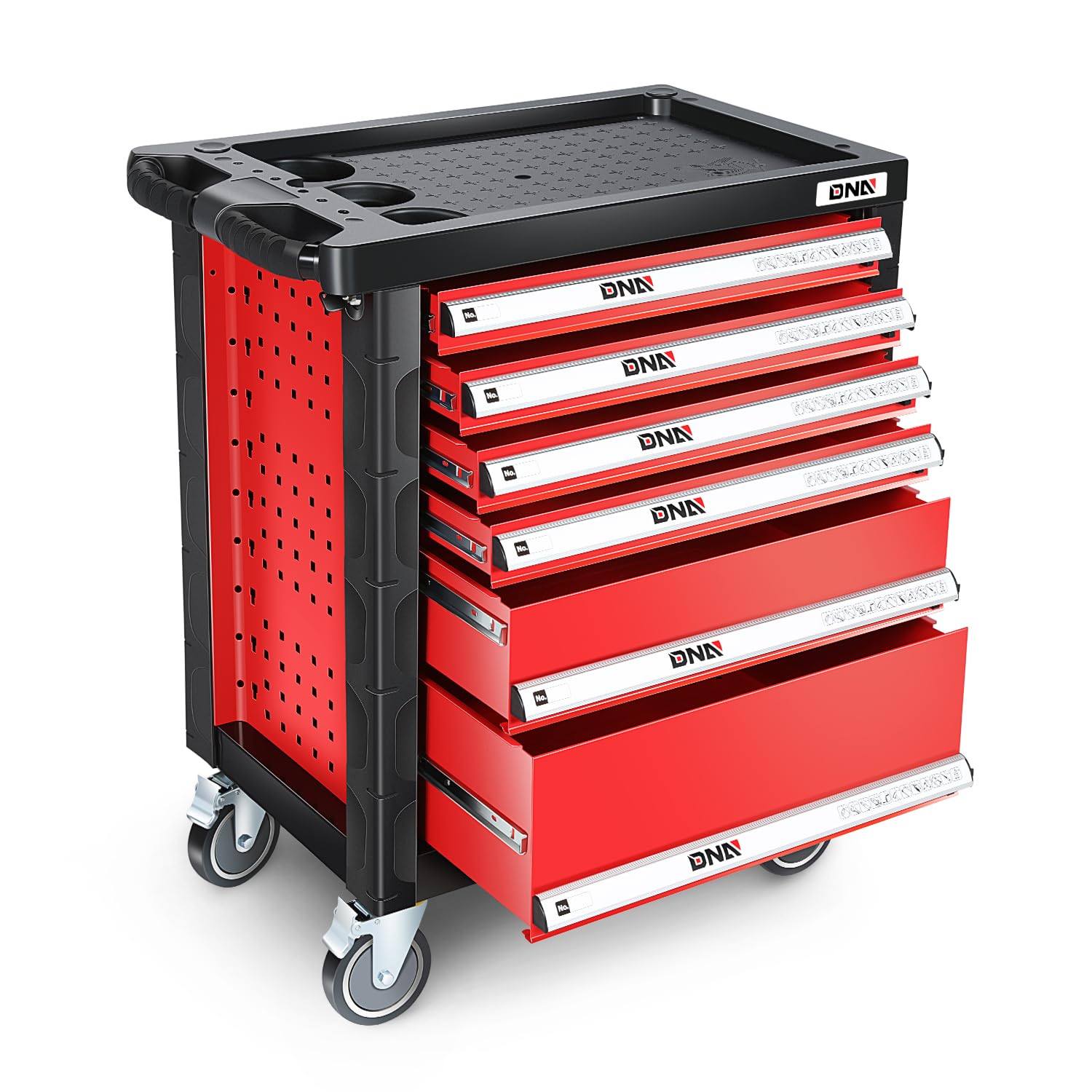 Photo 1 of DNA MOTORING 6-Drawer Rolling Tools Chest, Rolling Tool Storage Cabinet, Heavy Duty Mechanic Tool Cart, Trolley Organizer for Garage, Warehouse, Workshop, Red, TOOLS-00395