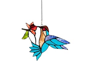 DHCGPP Tiffany Hummingbird Style Stained Glass Hangers, Window Panels, Home Wall and Window Hanging Sun Catcher, Handcrafted Tiffany Enthusiast Gifts for Decoration.