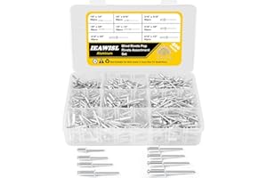 IEAWISL 400PCS Silver Pop Rivets Assortment Kit, 8 SAE Sizes Aluminum Rivets (1/8" 3/16") with Reinforced Divider & Labeled Case for Storage