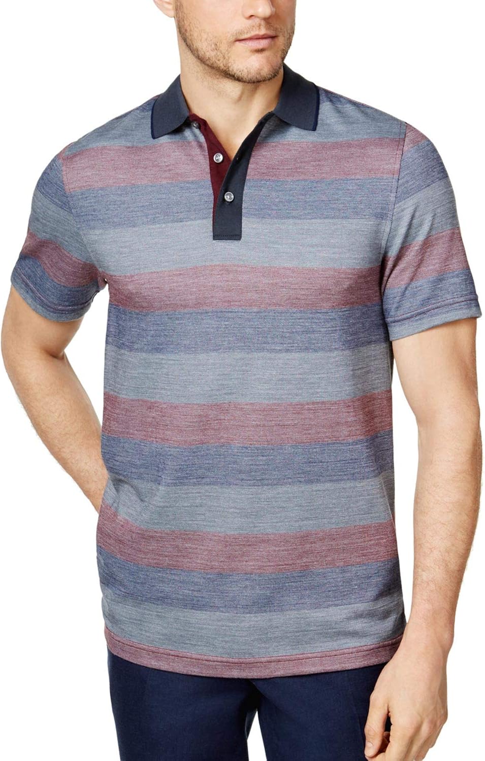 Tasso Elba Mens Striped Rugby Polo Shirt At Amazon Men S Clothing
