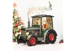 MXWCY Christmas Snow Globes, Tractor Santa Delivers Presents Water Lantern, 8 Christmas Music, Holiday Decorations Gifts for Family, Children or Friends