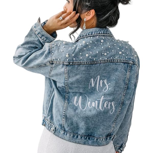 Amazon.com: YANGCUSDOM Embroidered Bride Denim Jacket, Bride Jean