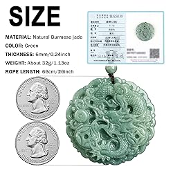 BJIMIDTI Dragon Jade Necklace Pendant Genuine Green