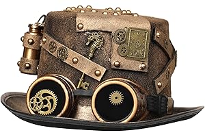 XWXLDD Unisex Gothic Steampunk Top Hats with Goggle Gear Halloween Hat Headwear Men Women