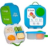 b.box Mini Lunch Box, 4.25 Cup Leak Proof Bento Box for Kids Ages 3+, 3 Compartment Snack Containers, School Lunch Container, Dishwasher Safe, BPA-Free, PFAS-Free - Ocean Breeze