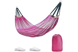 RANIT Outdoor Hammock, Super Soft and Breathable Nylon Mesh Hammock - Maximum Load of 650 LB (Pink)