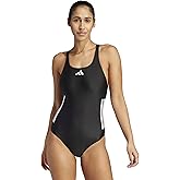 Adidas Women's 3-Stripes C-Back Swimsuit, Black/White/White, 8