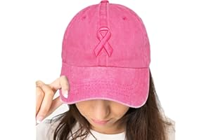 Giavuwn Breast Cancer Awareness Hat for Women, Embroidered Pink Ribbon 3D Logo Baseball Cap