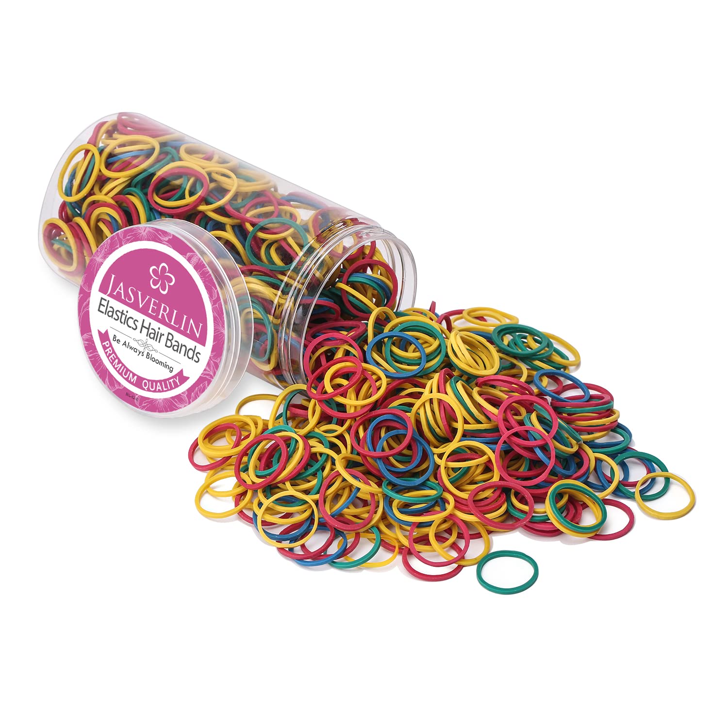 JASVERLIN 3/4inch Elastics Hair Rubber Bands Colorful, Baby Elastic Band Hair Ties Ponytail Braid Holder Loom Tiny Small Scrunchies for Thick Women Girls Kids 1000pcs